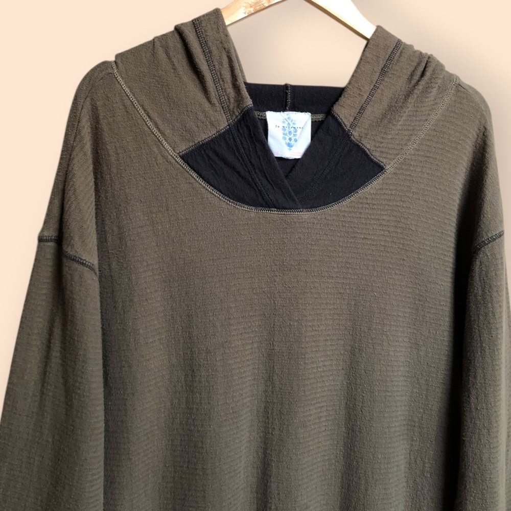 Free People Movement Oversized Long Length Hooded Sweatshirt Olive Women’s Large - Picture 3 of 13